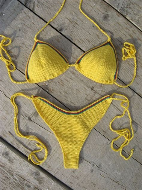 high hip brazilian crochet bikini set jamaican bikini crochet rasta crochet bikini rasta crochet