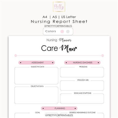 Nursing Care Plan Printable Adpie Student Nurse Sheets Etsy