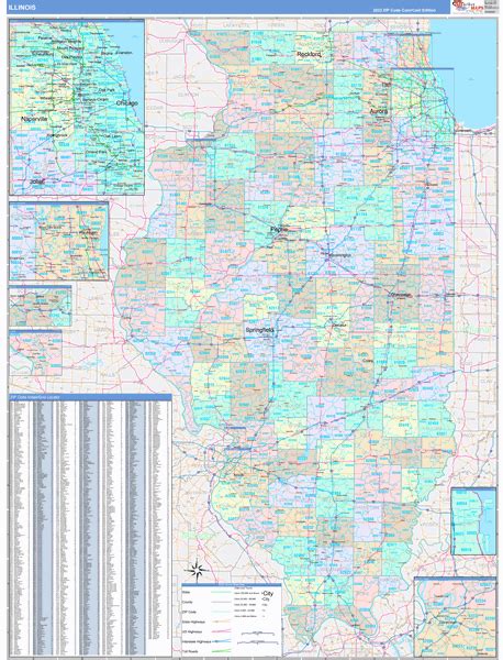 Illinois Wall Map With Counties By Map Resources Kulturaupice