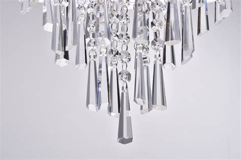 Light Double White Fabric Drum Shade Crystal Pendant Chandelier
