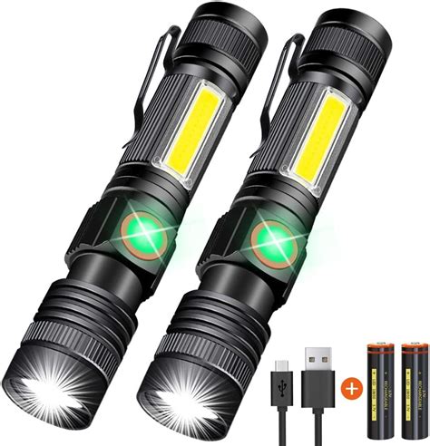 Hoxida Usb Rechargeable Flashlight Battery Included Magnetic Led