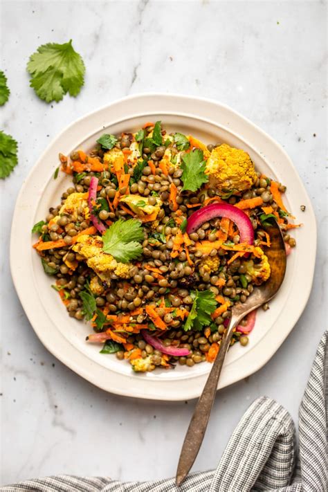 Curried Lentil Salad With Roasted Cauliflower From My Bowl