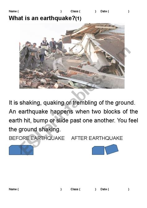 What Do You Know About Earthquakes Esl Worksheet By Ewelinaewelina