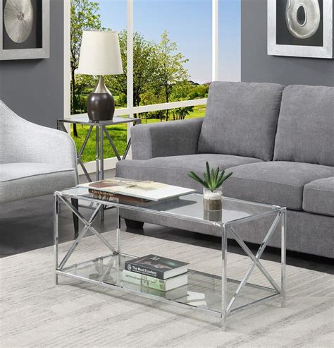 Oxford Chrome Coffee Table In Clear Glass Chrome Frame Finish