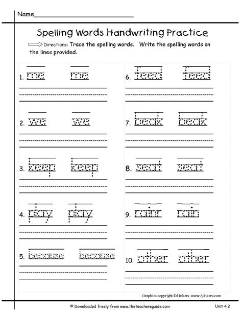 1st Grade Spelling Worksheets — Db