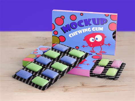 Free Candy Coated Chewing Gum Blister Packaging Mockup Psd Set Good