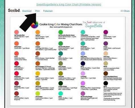 Sugarbelles Printable Cookie Icing Color Mixing Chart Using Americolor