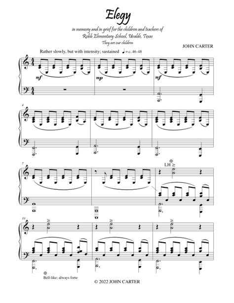 Elegy Sheet Music John Carter Piano Solo