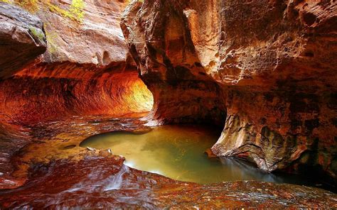 Free Download Hd Wallpaper Canyon Rocks Cave River Zion National