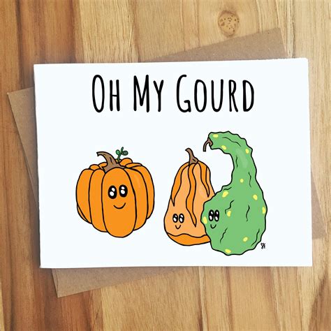Oh My Gourd Pun Card Handmade Greeting Card Fall Halloween Etsy