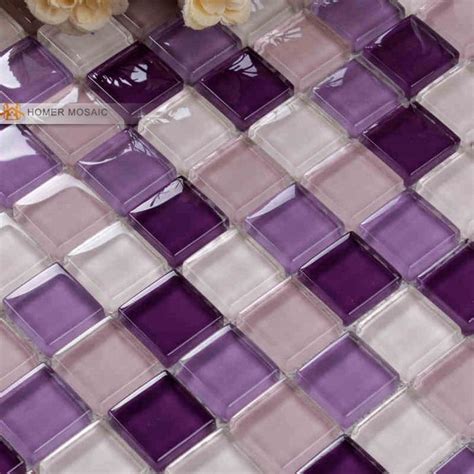 Purple Color Crystal Glass Mosaic Glass Tiles For Kitchen Backsplash Bathroom Wall Tile And