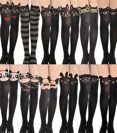 thigh high stocking with various patterns fashion tights tattoo tights kawaii fashion