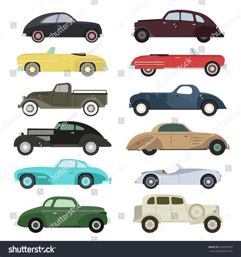 Retro Cars Icons Set Vintage Vector Stock Vector Royalty Free