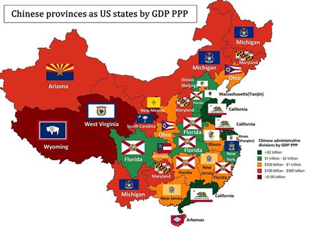 Chinese Provinces As Countries Of Equal Gdp Vivid Maps