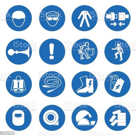 Mandatory Signs Construction Health And Safety Vector Illustration