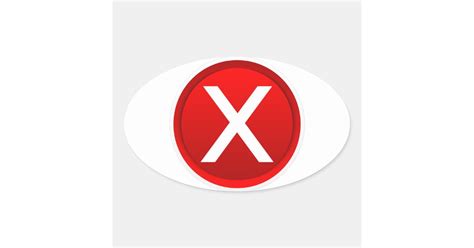 Red X No Symbol Oval Sticker Zazzle