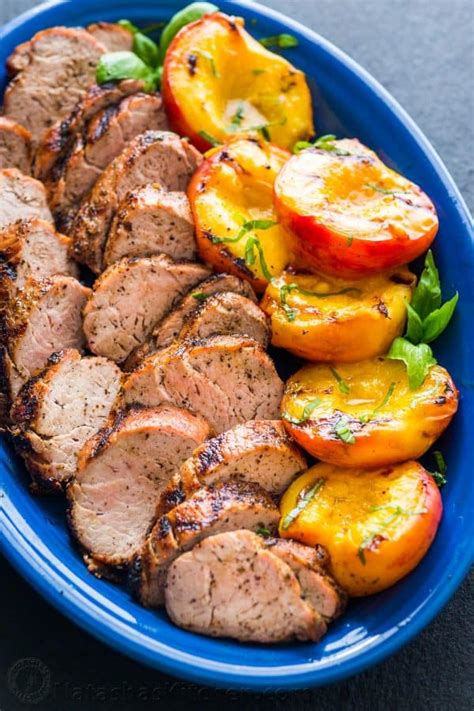 Everything you need to know to make perfectly cooked and flavorful pork tenderloin, including tips and tricks for grilling or baking it. Grilled Pork Tenderloin with Peaches - NatashasKitchen.com