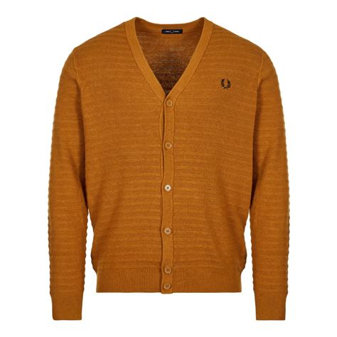 Fred Perry Knitted Cardigan Dark Caramel Aphrodite1994