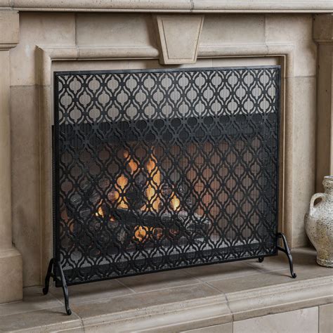 395 Black Contemporary Single Panel Fireplace Screen