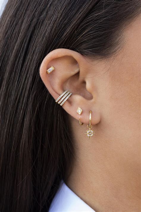 Dainty Pave CZ Hinged Triple Conch Ear Cuff Earrings Etsy Ear