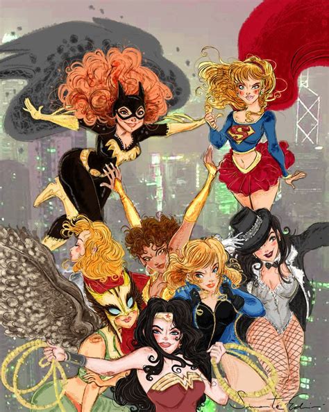 Dc Girls By ~samycat On Deviantart Wonder Woman Hawk Girl Zatanna Black Canary Supergirl