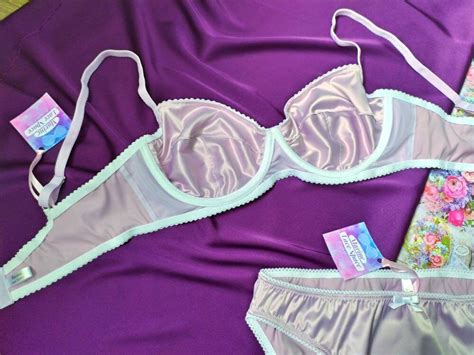 Lilac Satin Lingerie Set Bridal Sexy Panties Wedding Garter Etsy