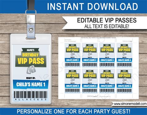 Fortnite Party Vip Passes Template Blue Ph