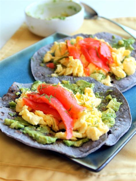 The basic recipe was plenty for all 5 of us. Blue Corn Breakfast Tacos with Scrambled Eggs, Smoked ...