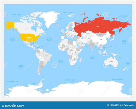 Russia Highlighted On A White Simplified 3d World Map Digital 3d