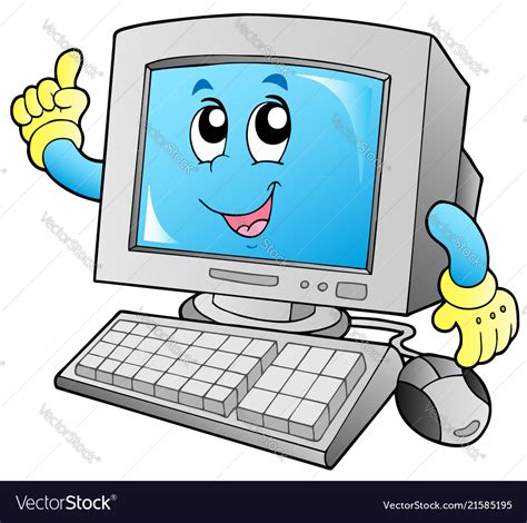 Cartoon Smiling Desktop Computer Royalty Free Vector Image