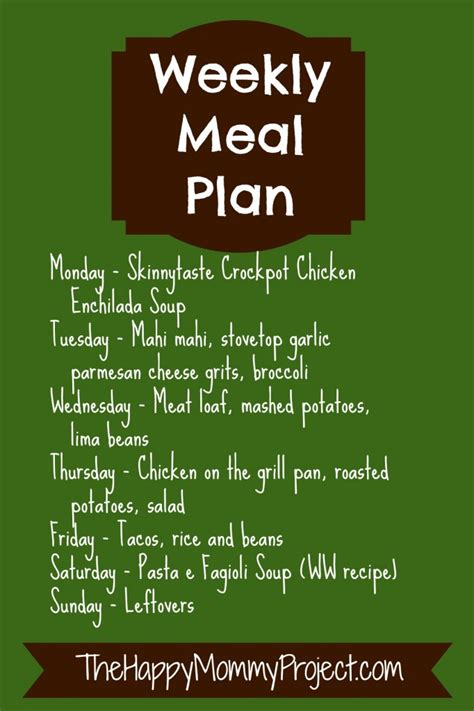 Weekly Meal Plan A Pinch Of Healthy