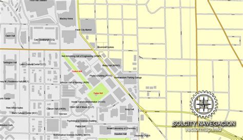 Lafayette Indiana Us Printable Vector Street City Plan Map Full