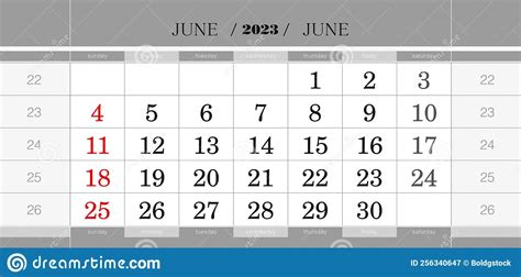 Bloco De Calendário Trimestral De Junho De 2023 Calendário Na Semana