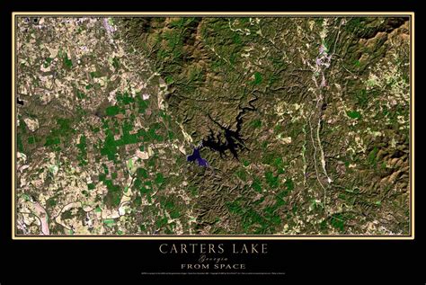 Carters Lake Georgia Satellite Poster Map Carter Lake Map Poster Lake