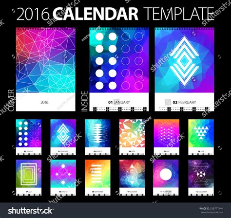 Calendar 2016 Vector Design Template Polygonal Stock Vector 329777444