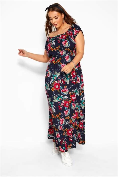 Navy Floral Gypsy Maxi Dress Yours Clothing