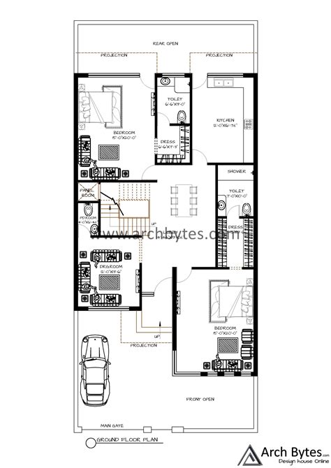 House Plan For 35x80 Feet Plot Size 250 Sq Yards Gaj House Plans