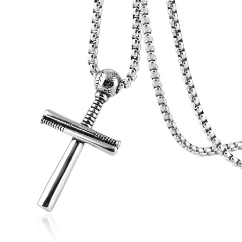 The baseball bat cross necklace is made from lead free pewter with antique silver color finish. Athletes Cross Necklace Pendant Stainless Engraved ...