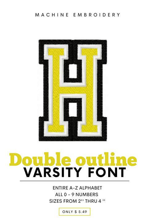 2 Outlines 3 Colors Fill Stitch Athletic Varsity Collegiate Block Type