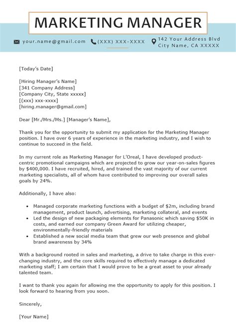 Check spelling or type a new query. Marketing Manager Cover Letter Sample | Resume Genius ...