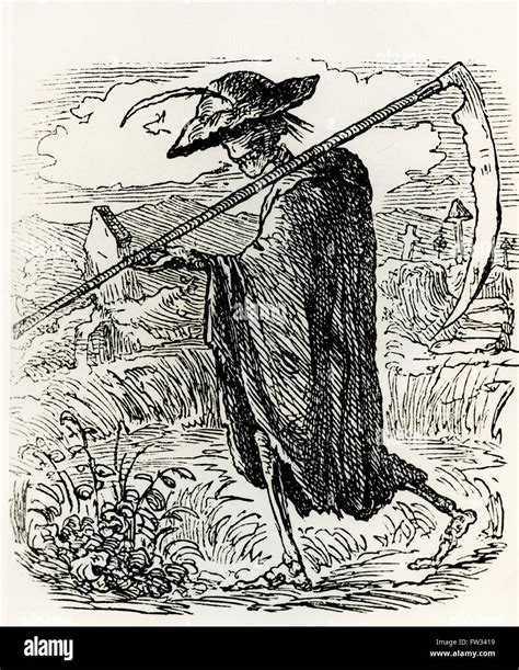 Death As The Grim Reaper Drawing By Count Franz Pocci 1807 1876 Stock