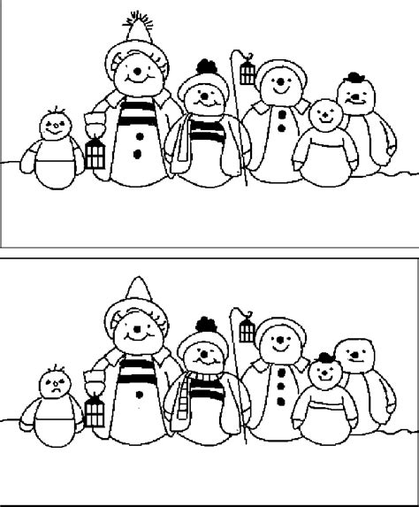 Find The Differnce Snowmen Christmas Snowman Worksheets Pre School
