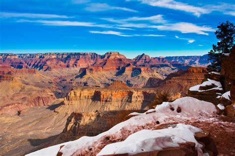 Snow Capped Trail In World Famous Grand Canyon National Park Arizona