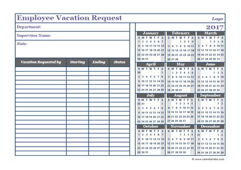 Sample Example And Format Templates Employee Vacation Tracker