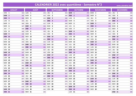 Calendrier 2022 224 Imprimer Deuxieme Semestre Calendrier Semaines 2022