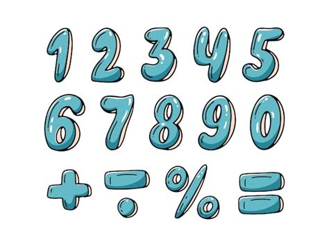 Premium Vector Numeral Set From 0 To 10 Mathematical Signs Plus Minus