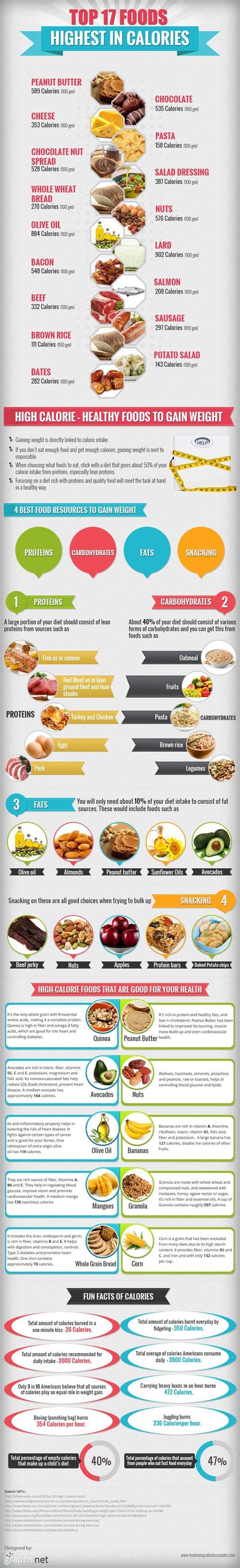 Top Foods Highest In Calories Infographic Weight Gain Journey
