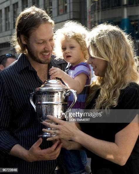 Us Open Champion Kim Clijsters Poses With Her Husband Brian Lynch And