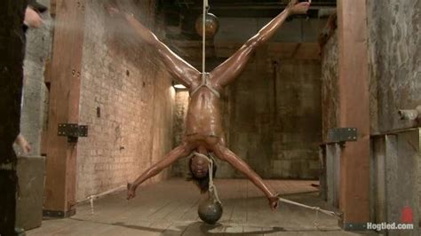 Small Titted Ebony Bitch In Long Socks Gets Her Ass Hooked And Pussy Fisted When Bound And
