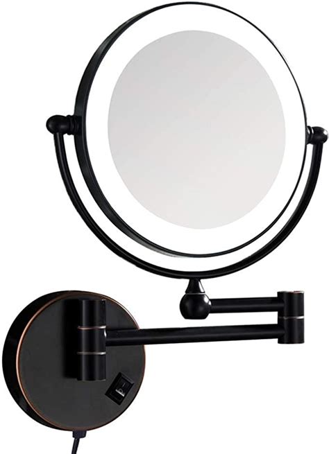 led makeup mirrors wall mounted 8 inch double sided bathroom brass lighted magnify folding
